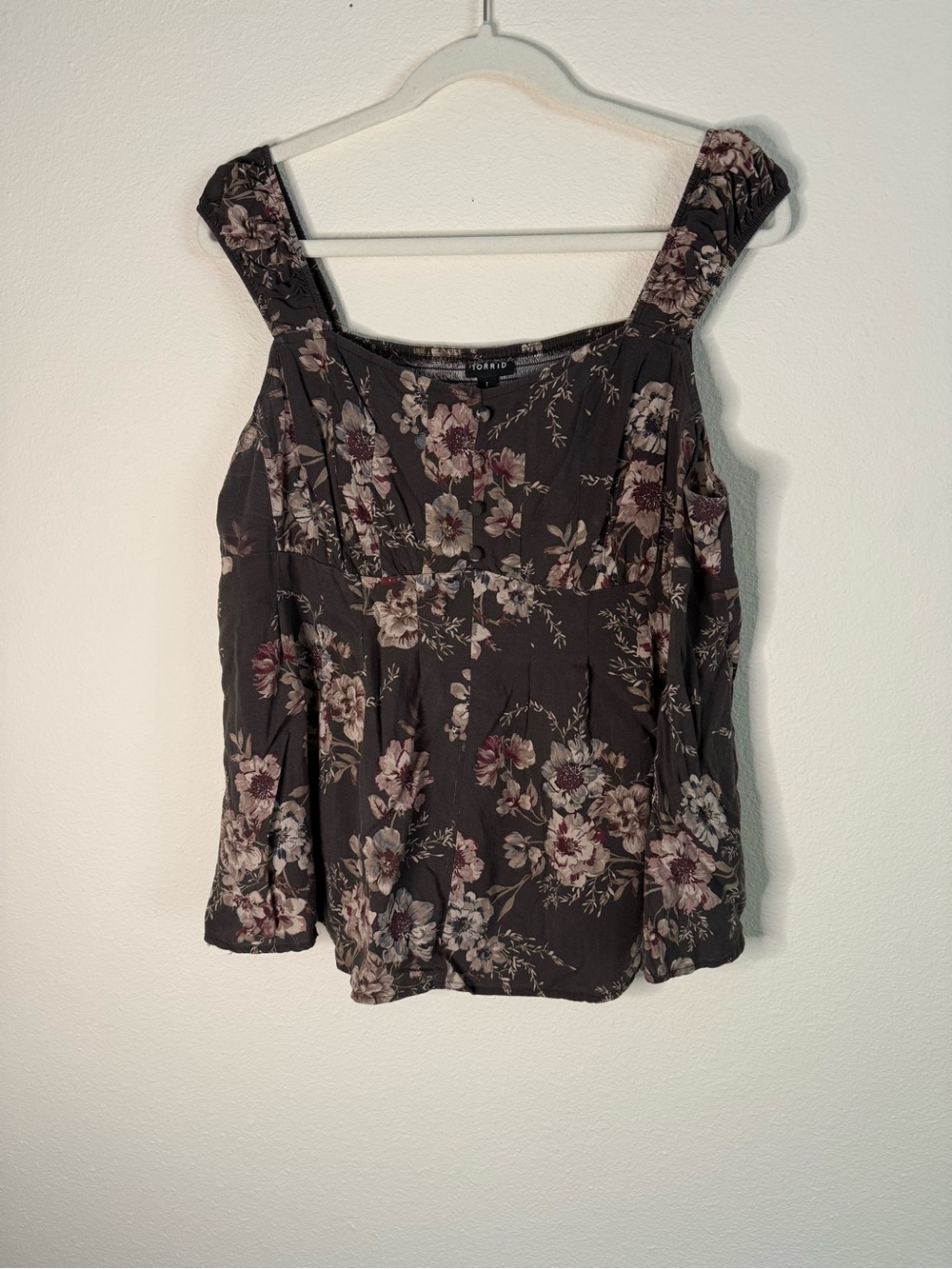torrid Floral Square-Neck Blouse with Cap Sleeves